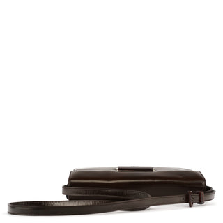 Prada Brown Calfskin Buckle Shoulder Bag