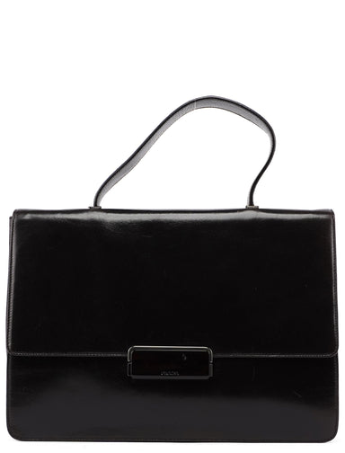 Prada Brown Calfskin Buckle Top Handle Bag