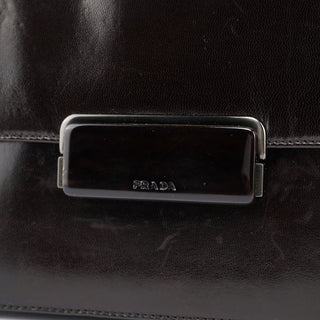 Prada Brown Calfskin Buckle Top Handle Bag