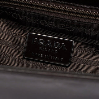 Prada Brown Calfskin Buckle Top Handle Bag