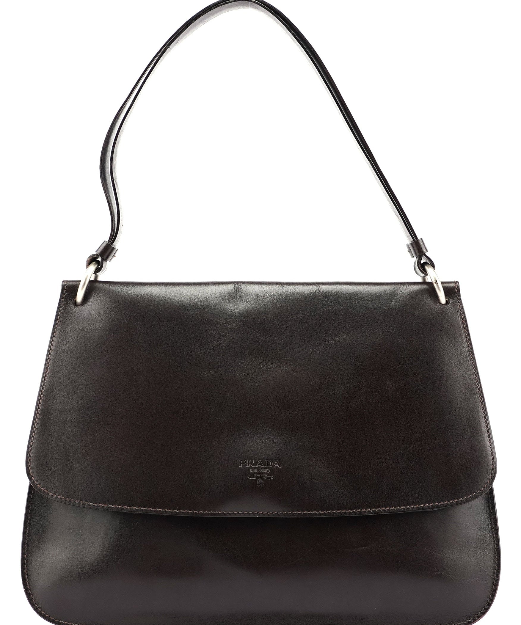 Prada Brown Calfskin Hobo Shoulder Bag
