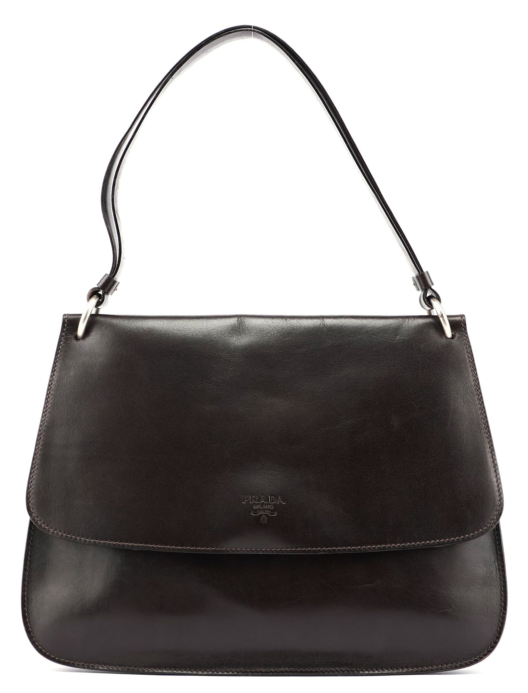 Prada Brown Calfskin Hobo Shoulder Bag