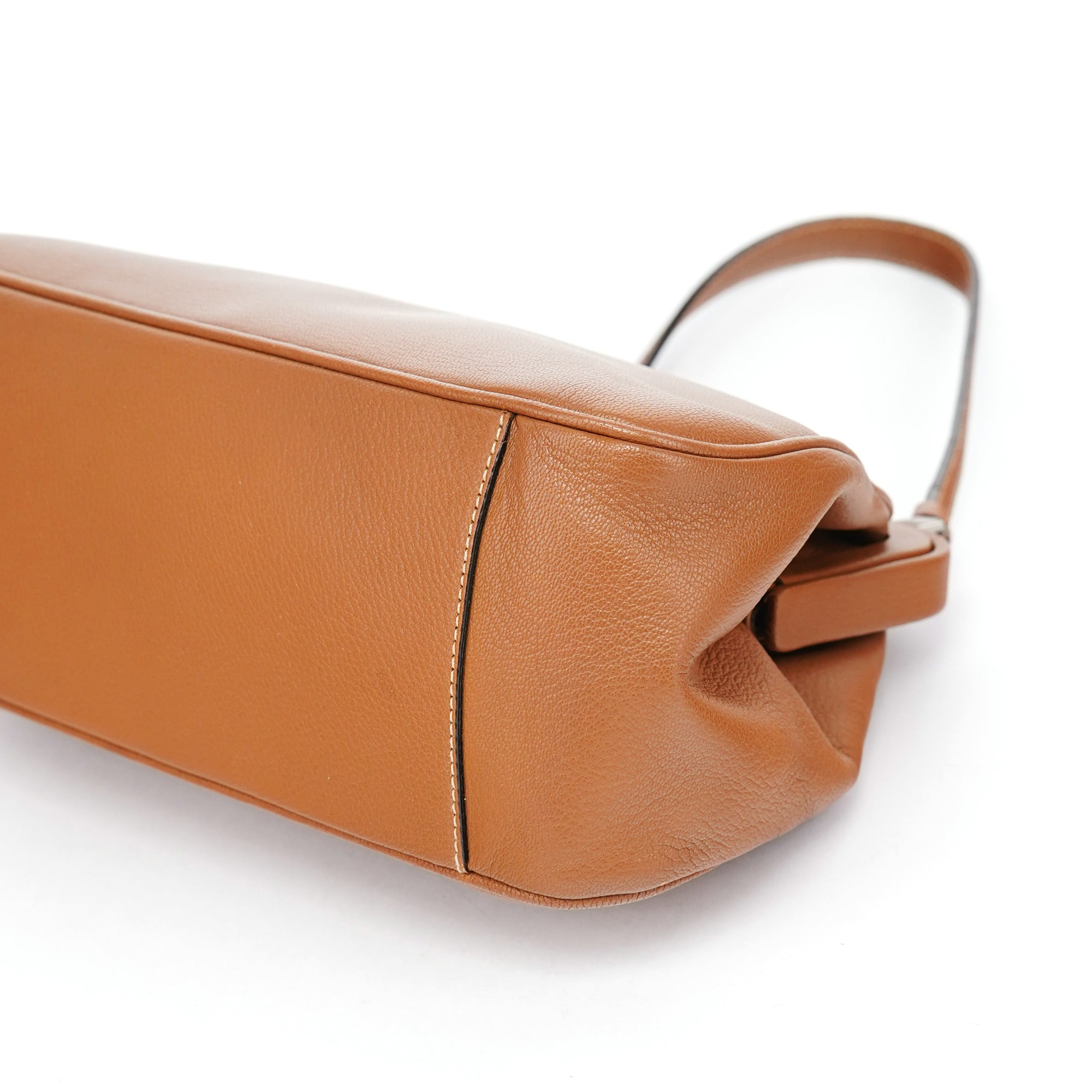Prada Brown Calfskin Keylock Top Handle Bag