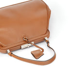 Prada Brown Calfskin Keylock Top Handle Bag