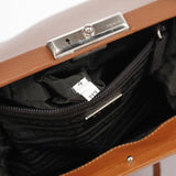 Prada Brown Calfskin Keylock Top Handle Bag