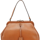 Prada Brown Calfskin Keylock Top Handle Bag