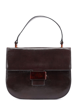 Prada Brown Calfskin Madras Handbag