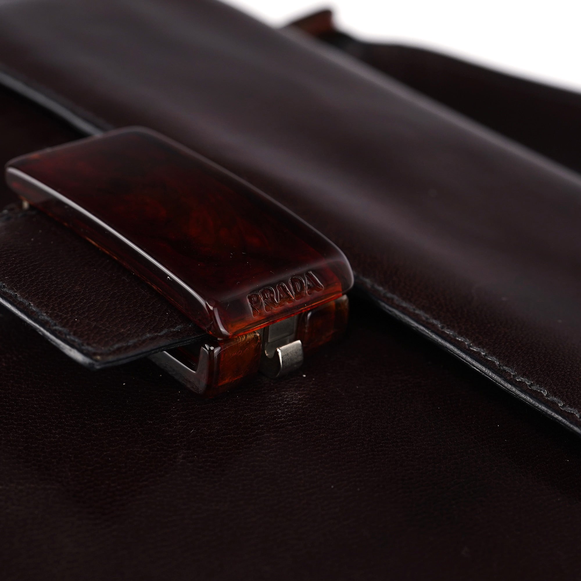 Prada Brown Calfskin Madras Handbag