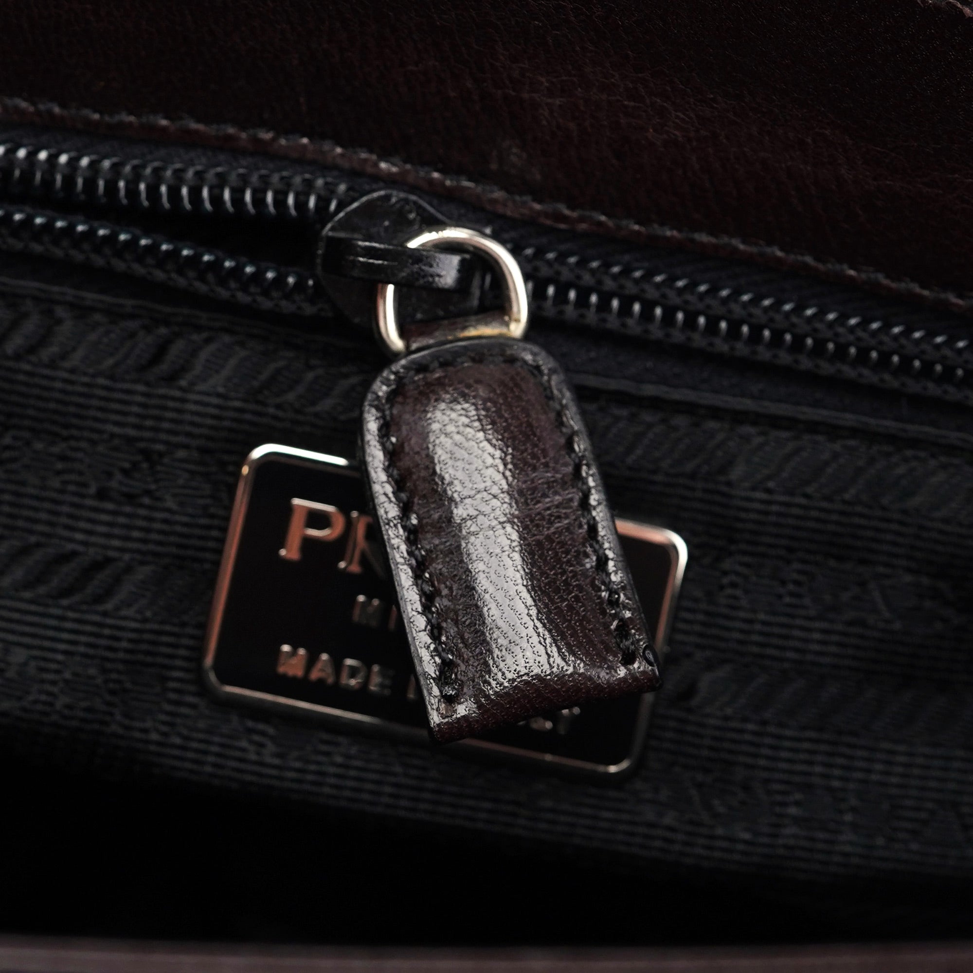 Prada Brown Calfskin Madras Handbag