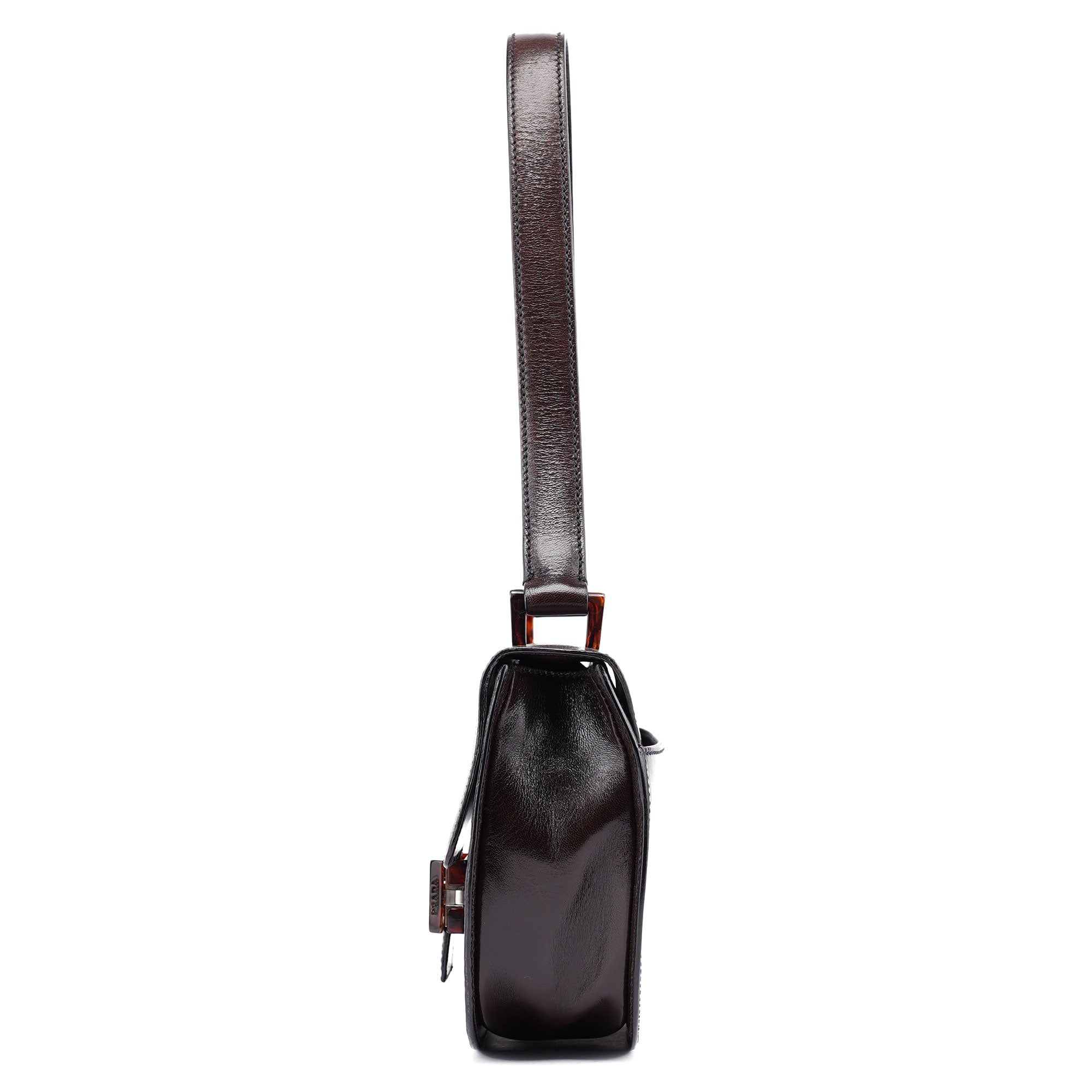 Prada Brown Calfskin Madras Shoulder Bag