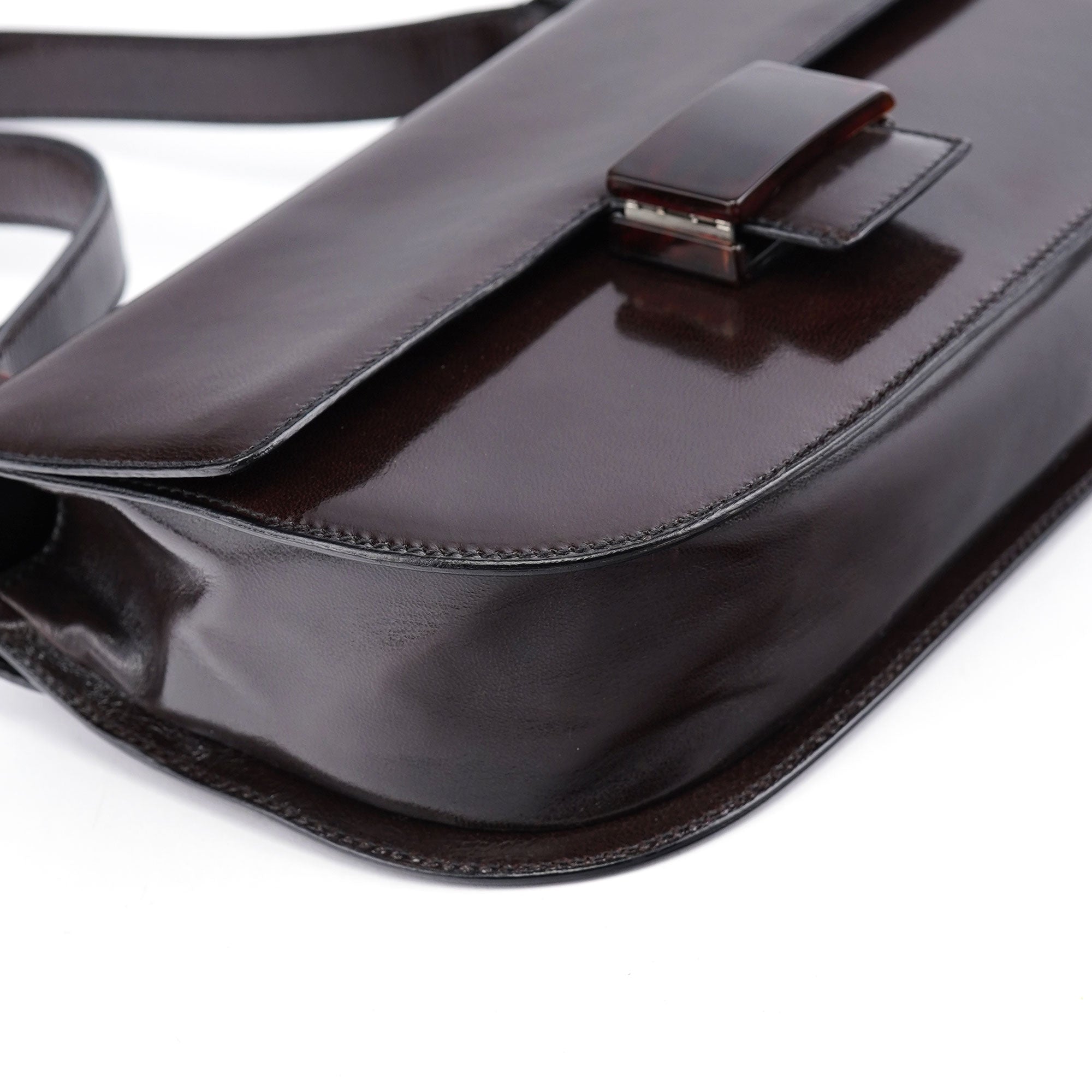 Prada Brown Calfskin Madras Shoulder Bag