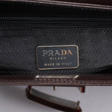 Prada Brown Calfskin Madras Shoulder Bag