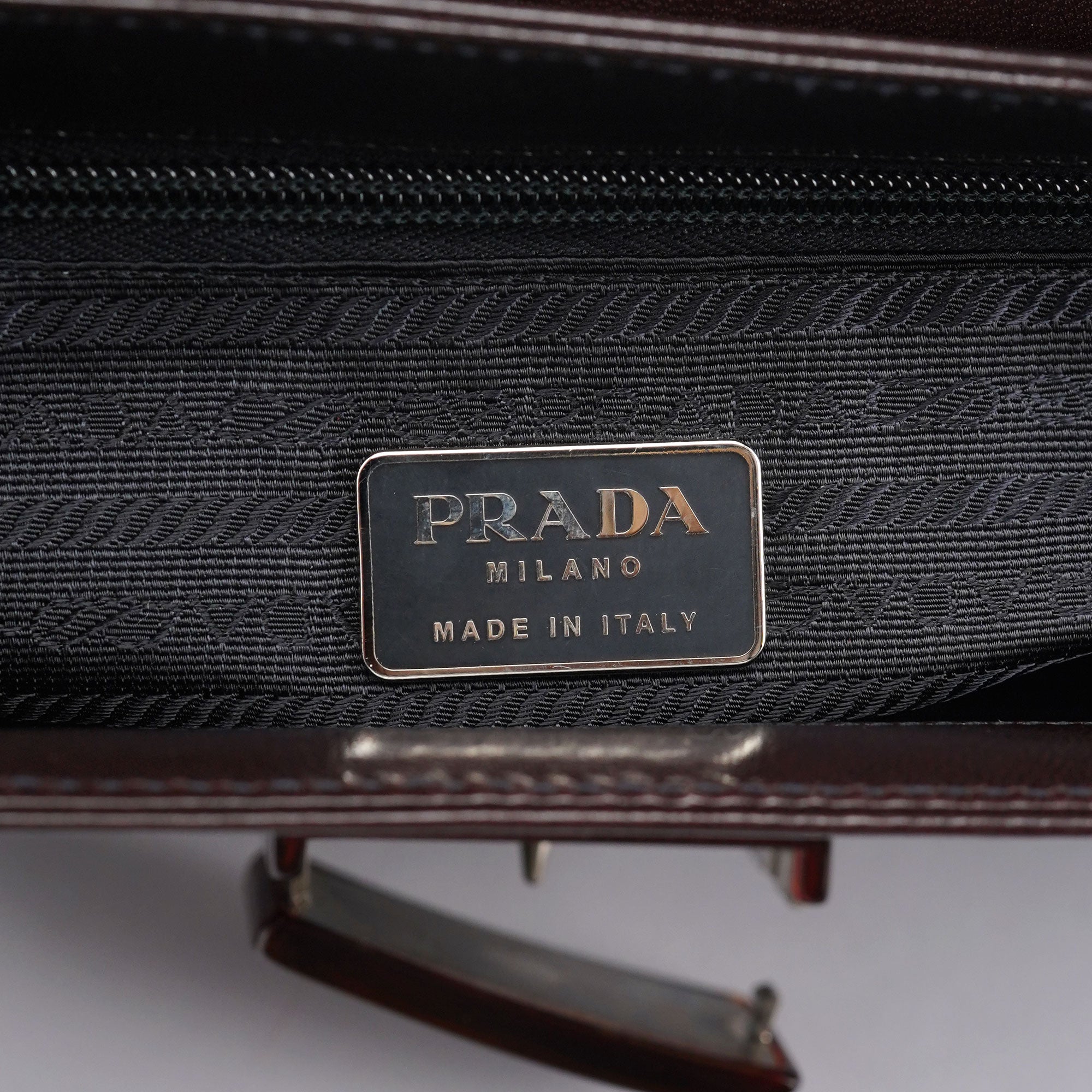 Prada Brown Calfskin Madras Shoulder Bag