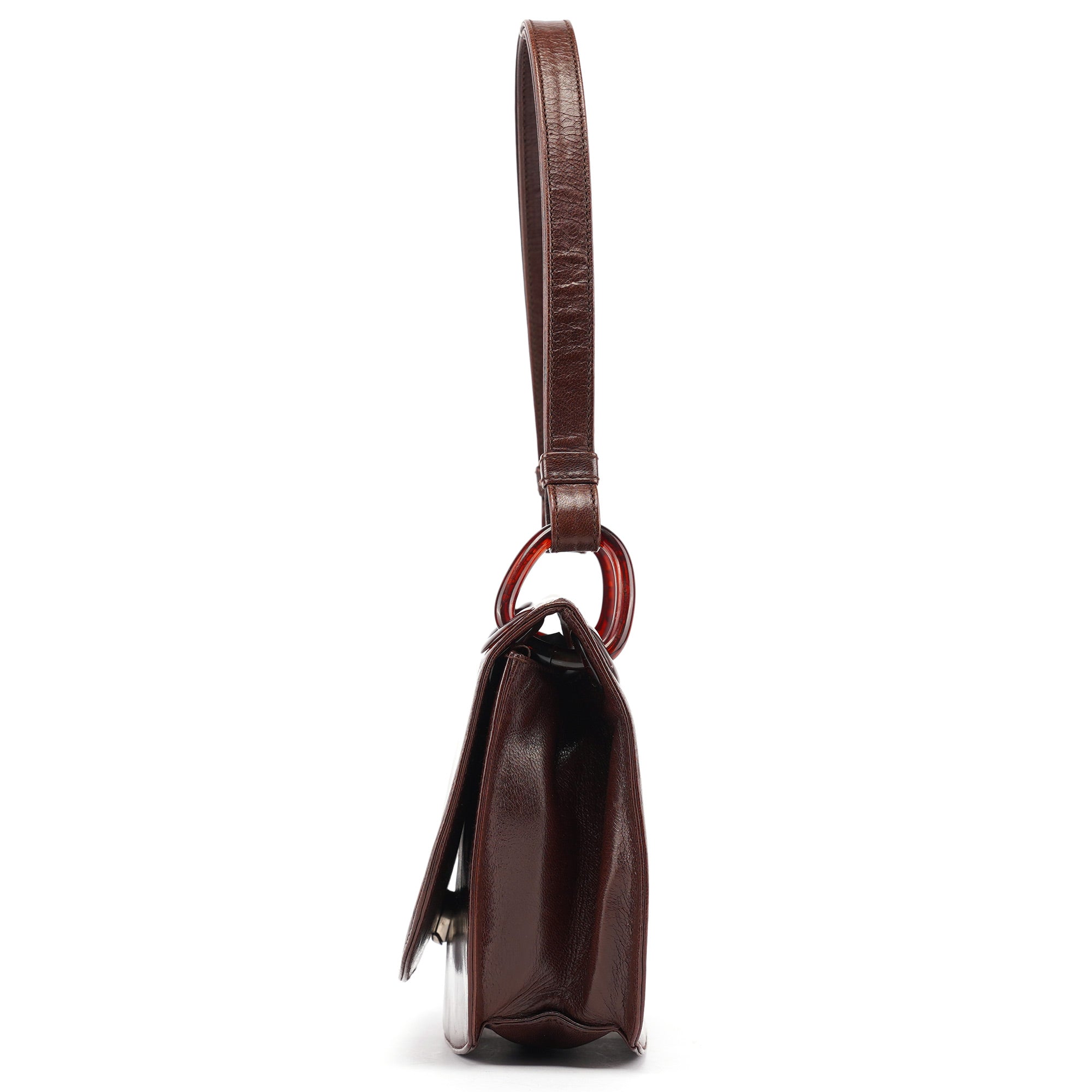 Prada Brown Calfskin Madras Shoulder Bag