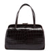 Prada Brown Croc Embossed Clutch Top Handle Bag