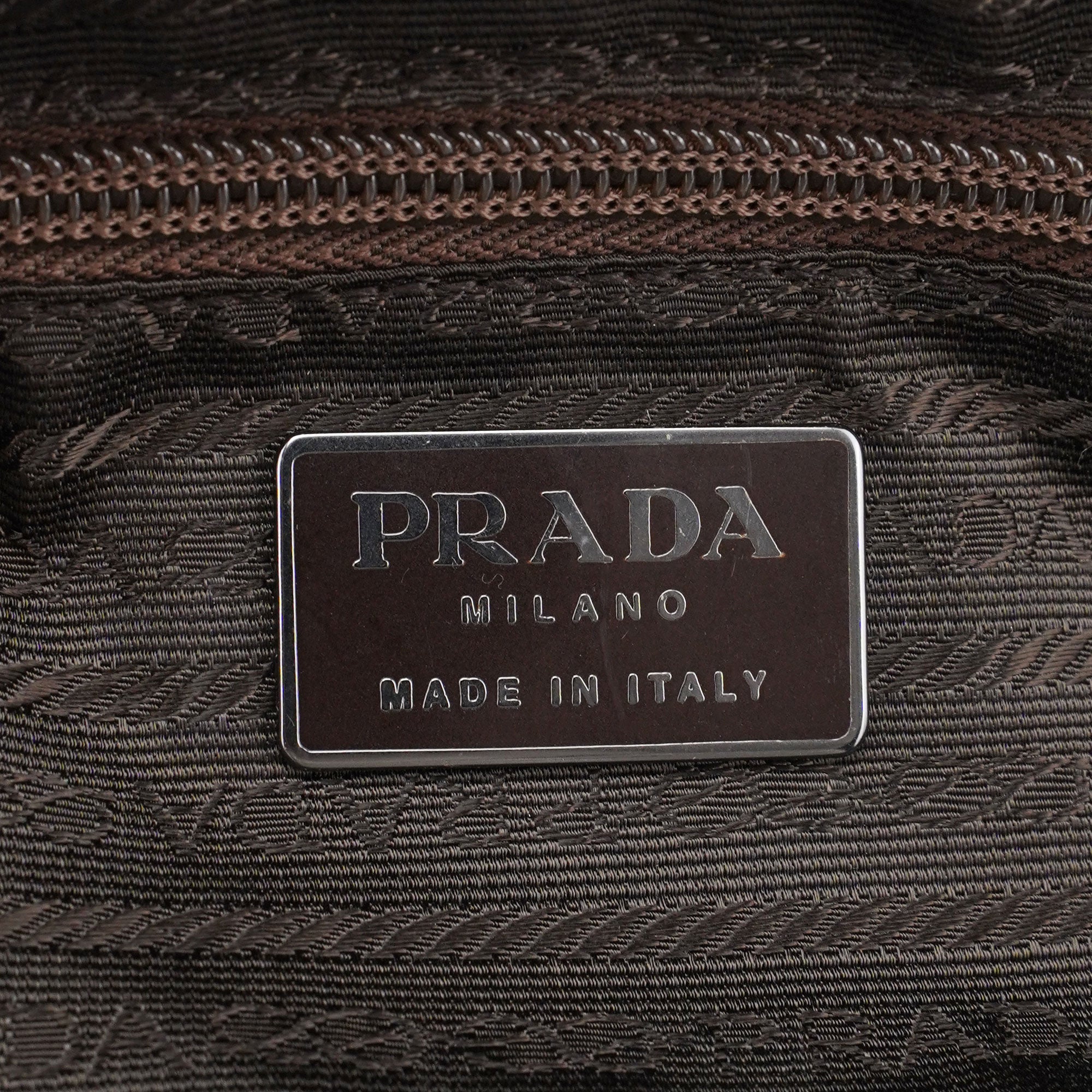 Prada Brown Croc Embossed Clutch Top Handle Bag