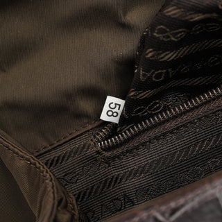 Prada Brown Croc Embossed Leather Keylock Bag