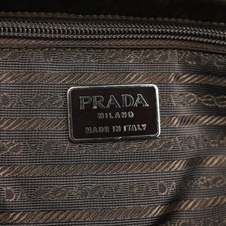 Prada Brown Croc Embossed Leather Keylock Bag