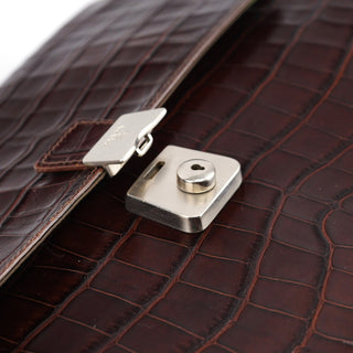 Prada Brown Croc Embossed Leather Keylock Bag