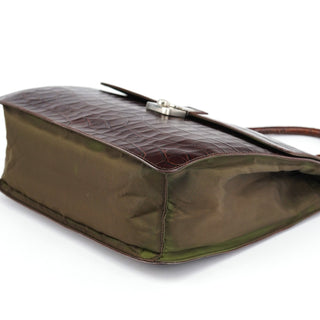 Prada Brown Croc Embossed Leather Keylock Bag