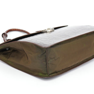 Prada Brown Croc Embossed Leather Keylock Bag