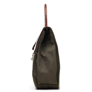 Prada Brown Croc Embossed Leather Keylock Bag