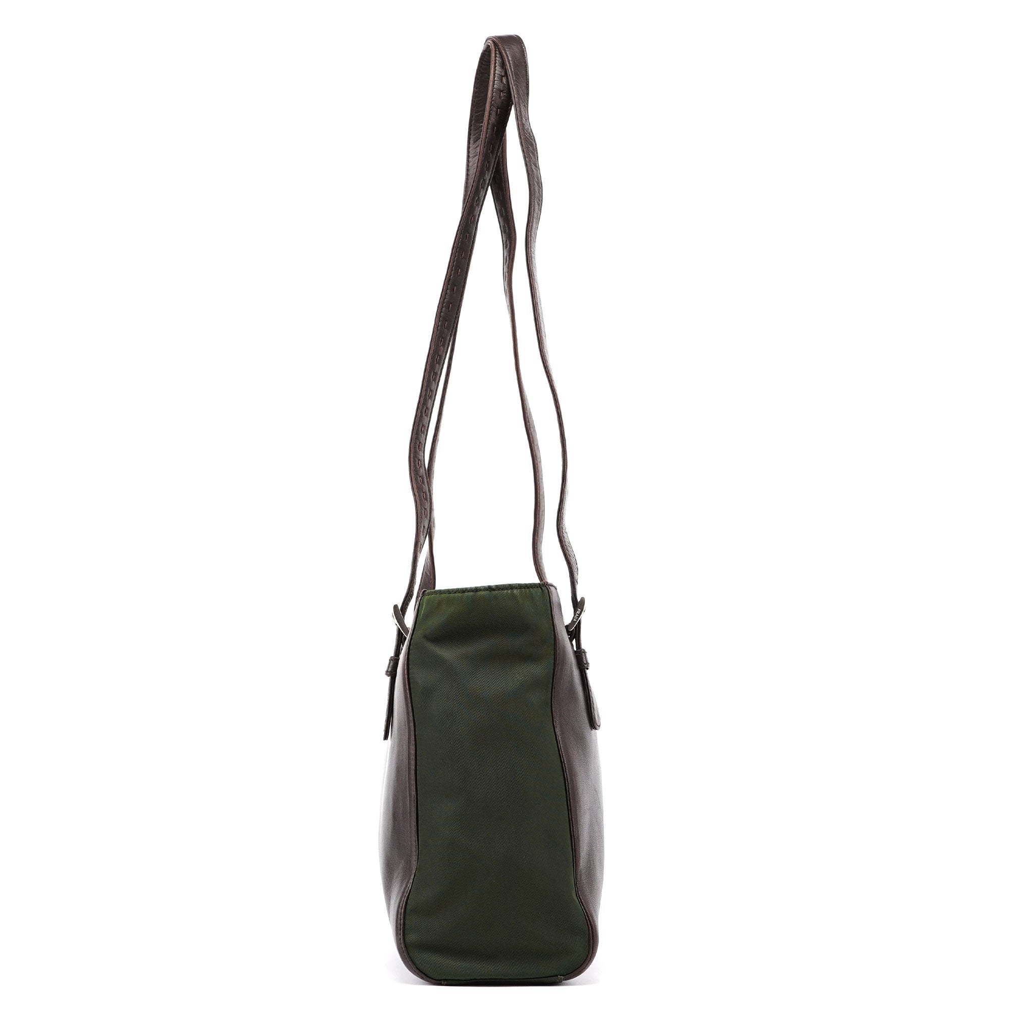 Prada Brown Green Tessuto Nappa Tote