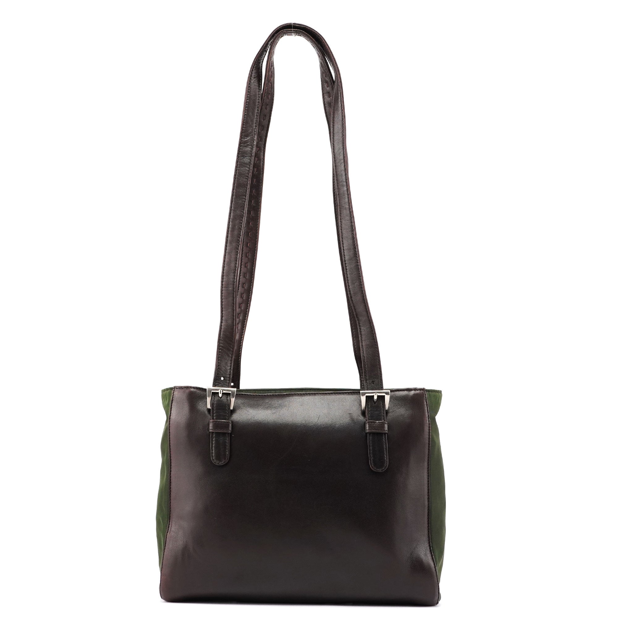 Prada Brown Green Tessuto Nappa Tote