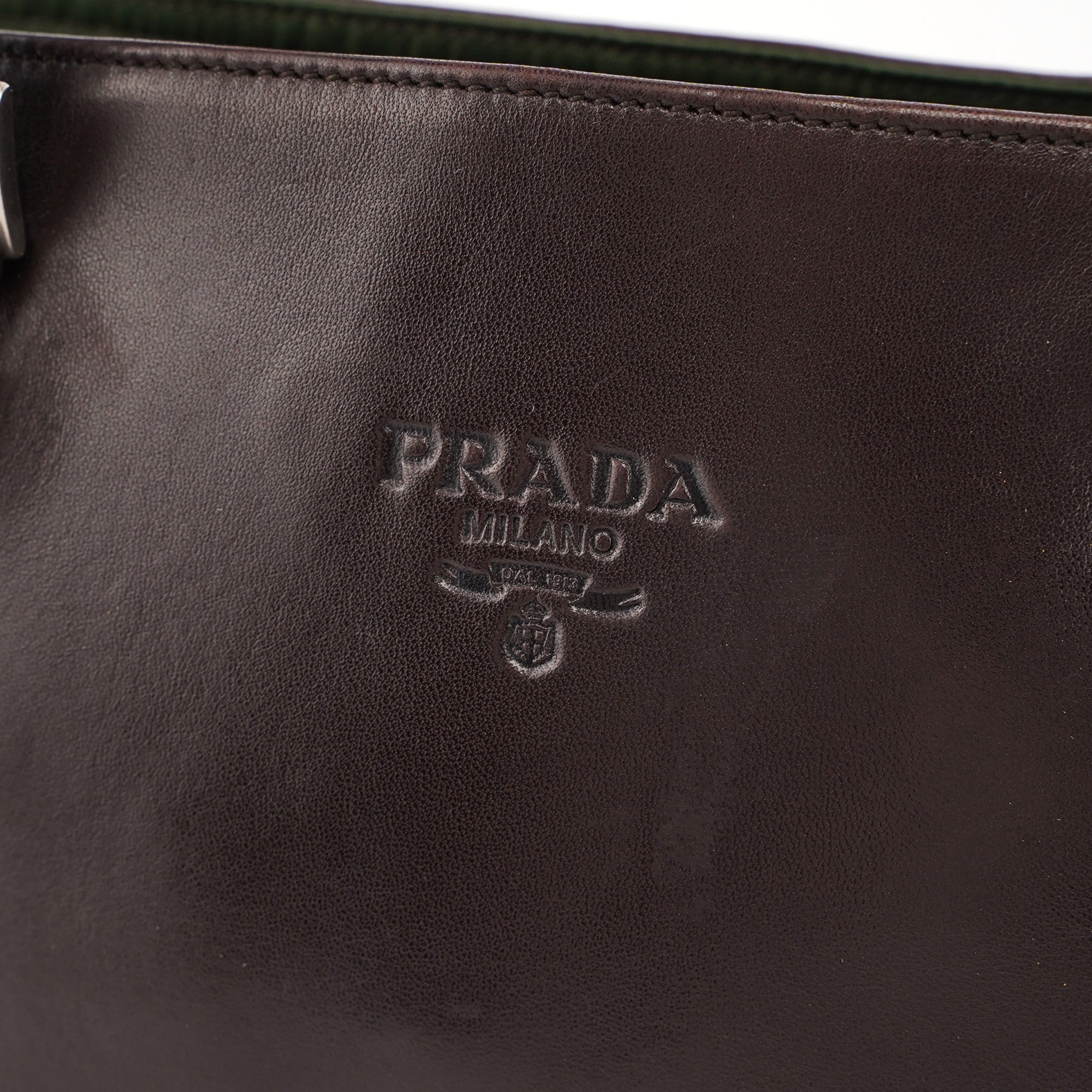 Prada Sac cabas Tessuto Nappa marron et vert