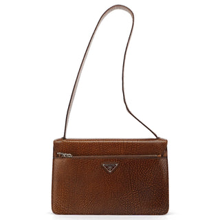 Prada Brown Lama Buckle Shoulder Bag