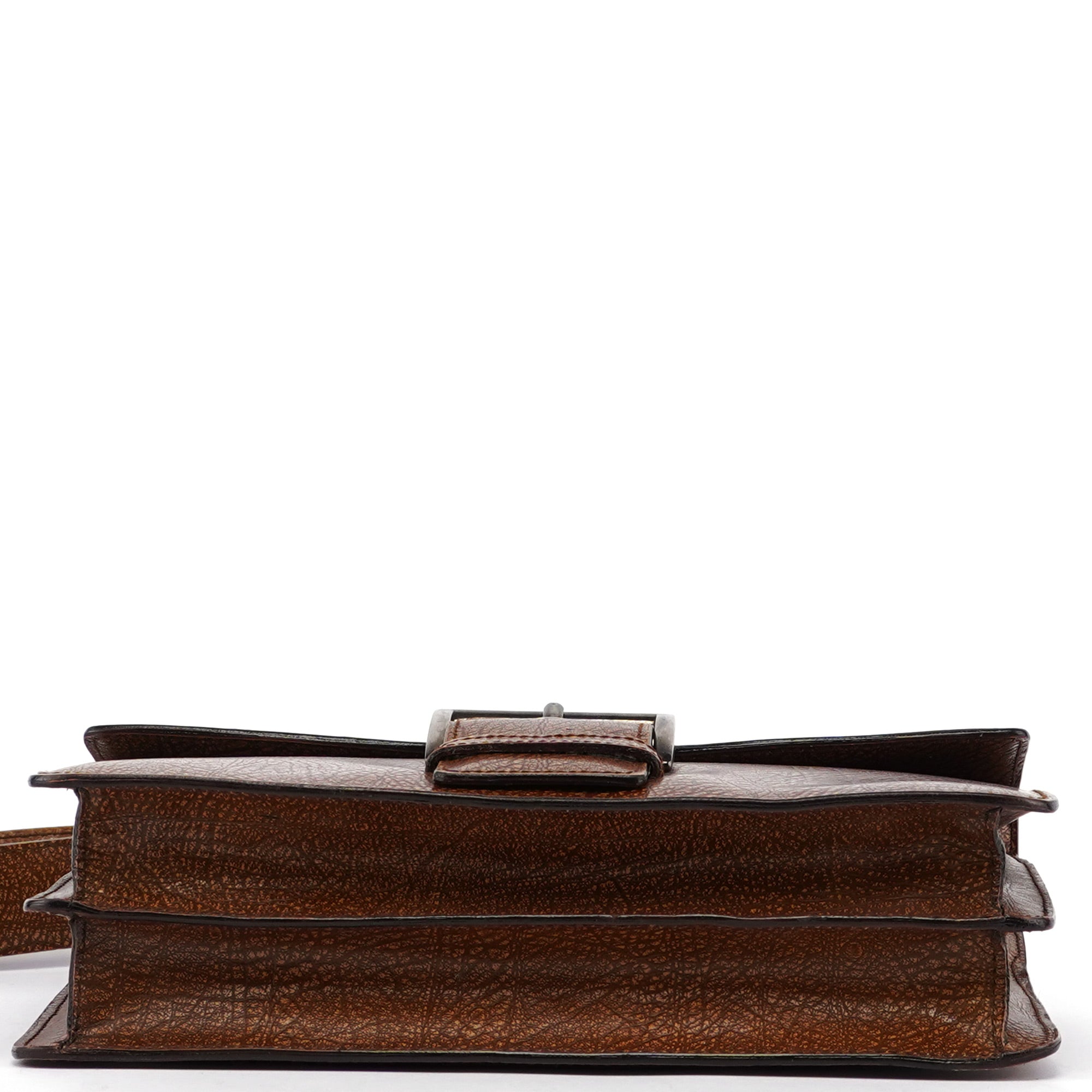 Prada Sac porté épaule à boucle en lama marron
