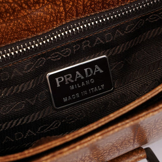 Prada Brown Lama Buckle Shoulder Bag