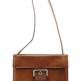 Prada Sac porté épaule à boucle en lama marron