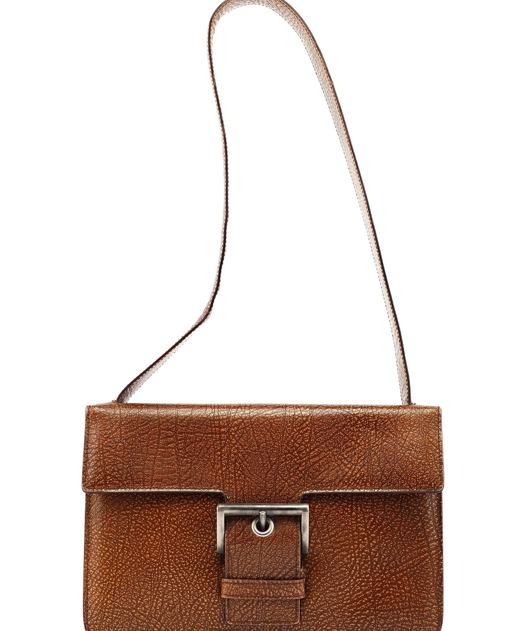 Prada Brown Lama Buckle Shoulder Bag