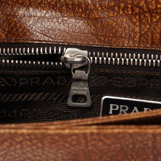 Prada Brown Lama Buckle Shoulder Bag