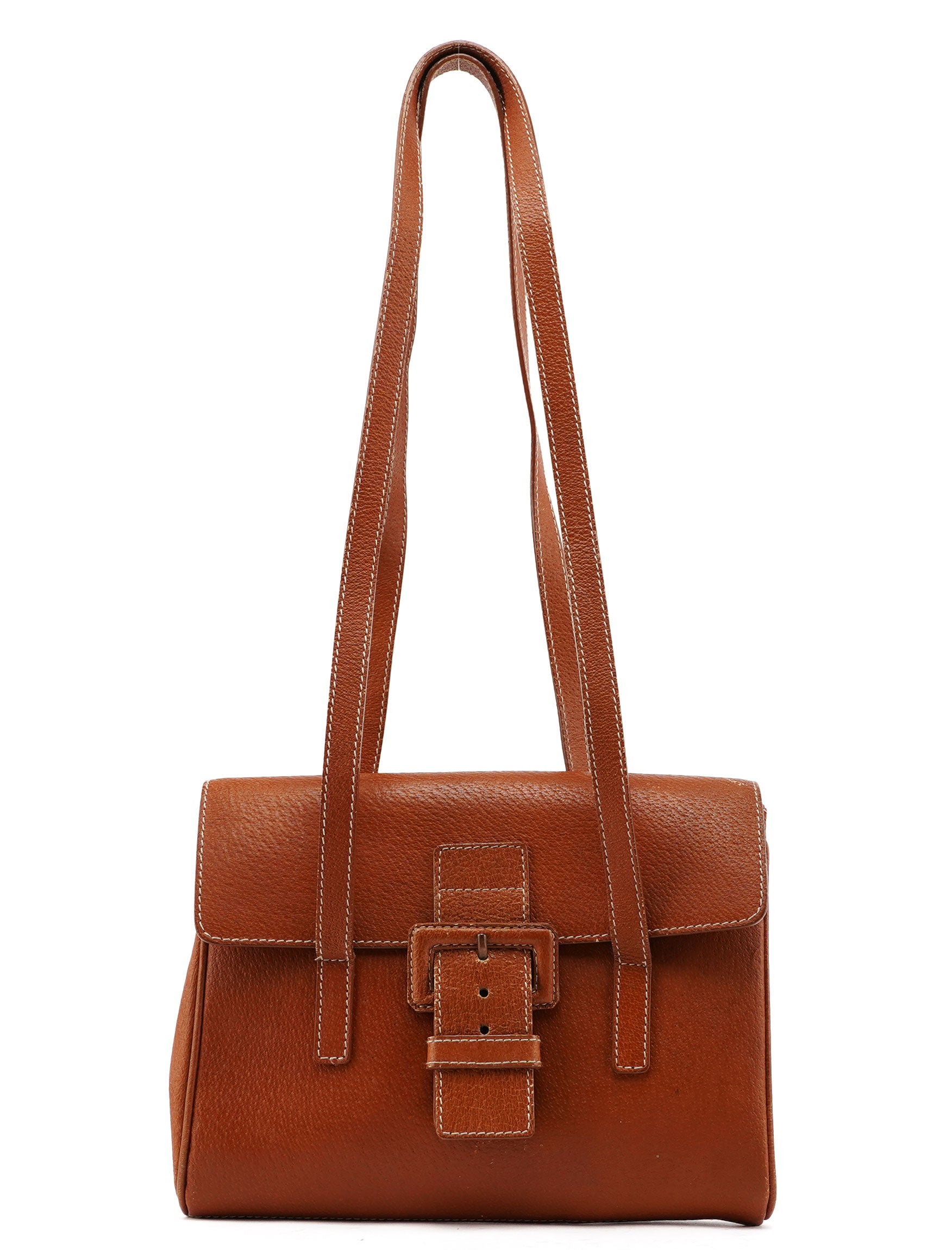 Prada Brown Leather Belt Tote Bag