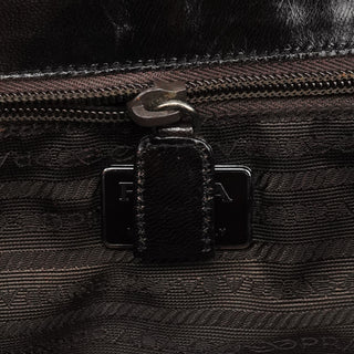 Prada Brown Leather Vitello Buckle Shoulder Bag