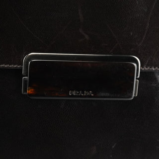 Prada Brown Leather Vitello Buckle Shoulder Bag