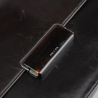 Prada Brown Leather Vitello Buckle Shoulder Bag