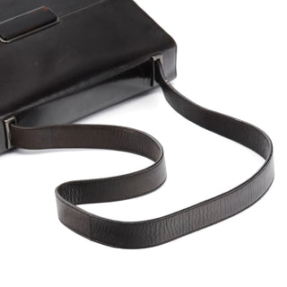 Prada Brown Leather Vitello Buckle Shoulder Bag
