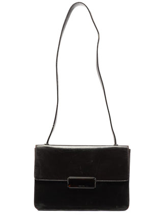 Prada Brown Leather Vitello Buckle Shoulder Bag