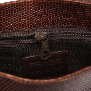 Prada Brown Lizard Embossed Leather Crossbody Bag