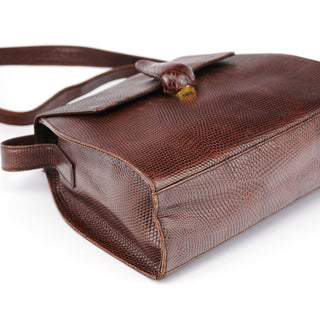 Prada Brown Lizard Embossed Leather Crossbody Bag