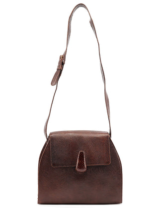 Prada Brown Lizard Embossed Leather Crossbody Bag