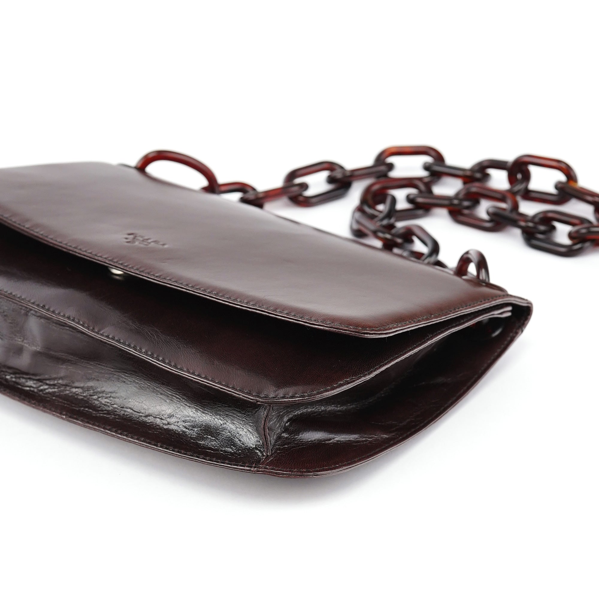 Prada Brown Madras Swing Chain Shoulder Bag