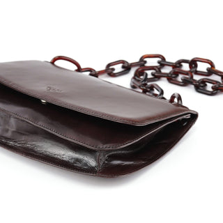 Prada Brown Madras Swing Chain Shoulder Bag