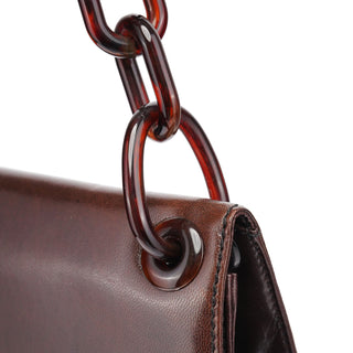 Prada Brown Madras Swing Chain Shoulder Bag