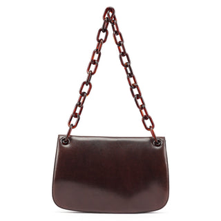 Prada Brown Madras Swing Chain Shoulder Bag