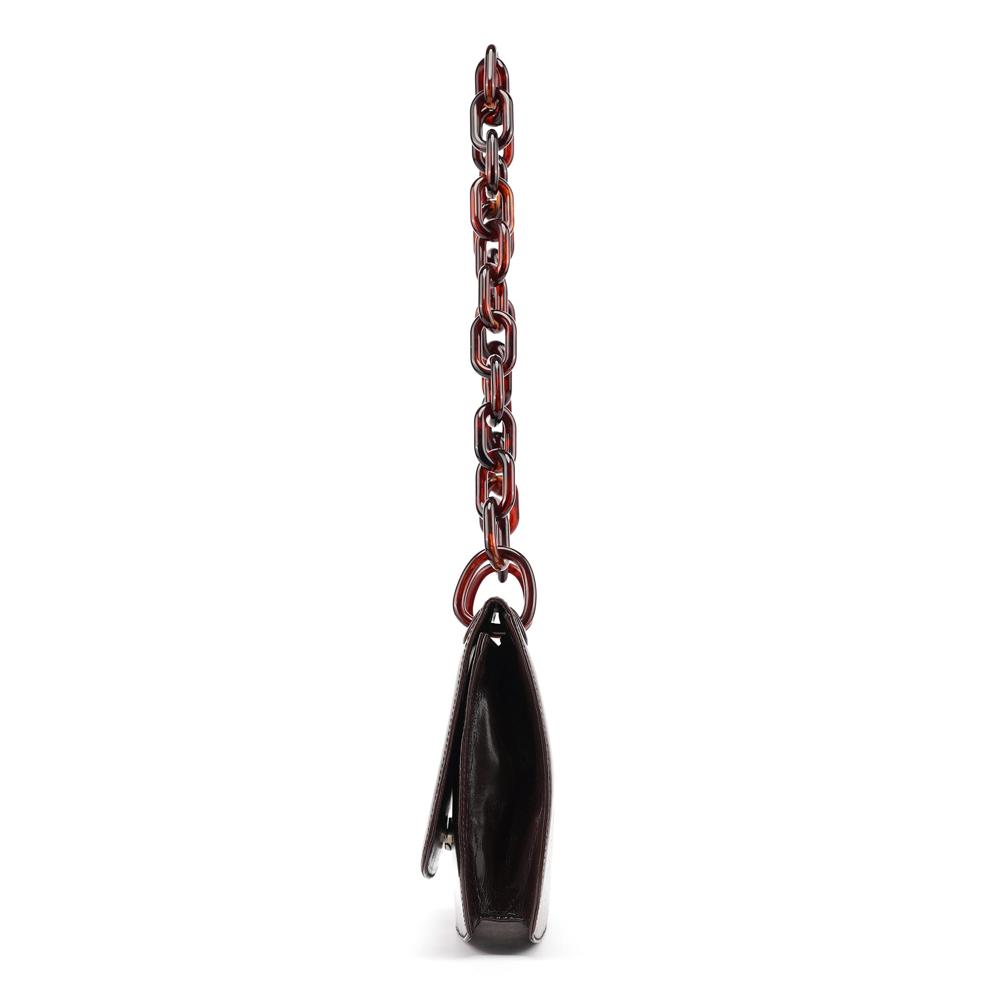 Prada Brown Madras Swing Chain Shoulder Bag