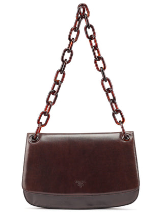 Prada Brown Madras Swing Chain Shoulder Bag